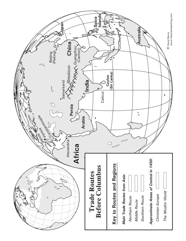 Fasttrack to America's Past - Section 1 - Discovery and Exploration - Trade Routes Before Columbus - map page