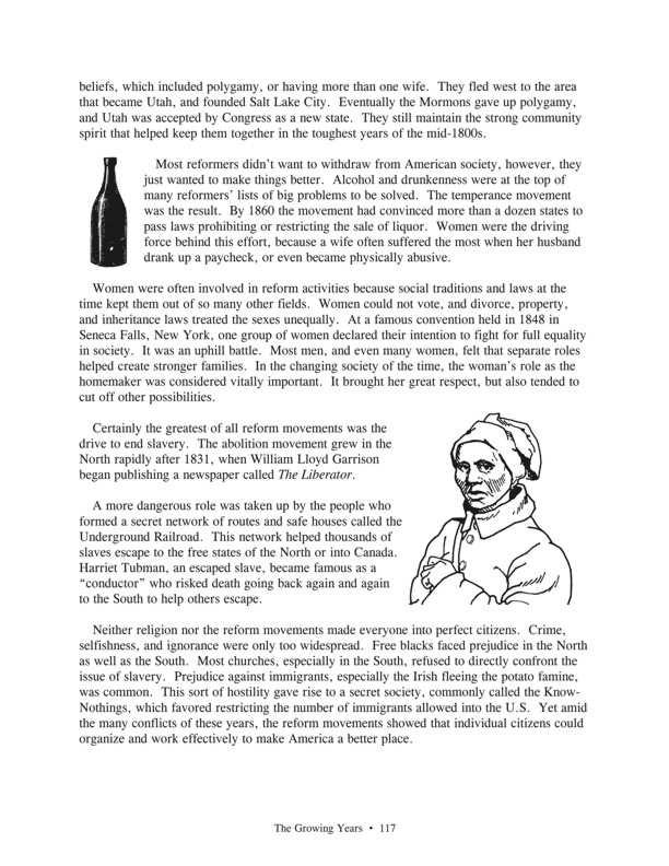 Fasttrack to America's Past - Section 4 The Growing Years 1800 - 1860   Growing Reform and Region in the US - topic summary continued